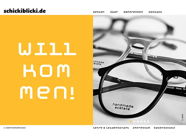 Starseite der Homepage für die Industriedesignerin Judith Wagner. Webdesign von pixelsymbiose.